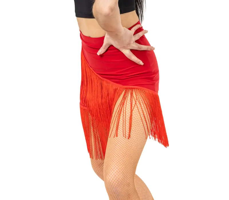FSD Basic spódnica damska z frędzlami do tańców latynoskich - Czerwony - red