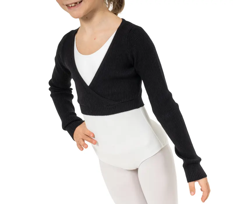 Bloch Fix Wrap Sweater, ciepły top dla dziewcząt - Czarny
