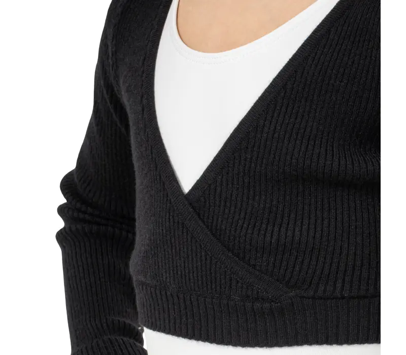 Bloch Fix Wrap Sweater, ciepły top dla dziewcząt - Czarny
