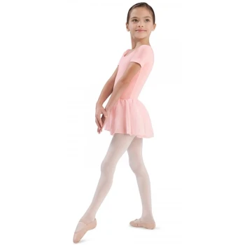 Bloch Tiffany, bawełniany trykot z krótkimi rękawkami i spódniczką - Różowy - light pink
