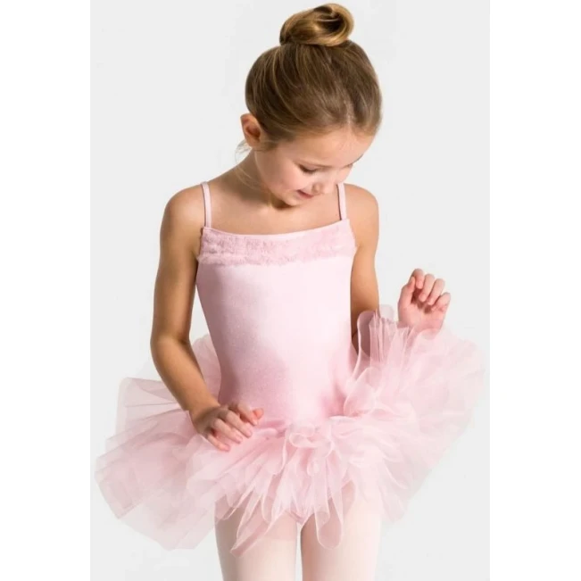 Capezio Ruffle Yoke, kostium dziecięcy ze spódniczką tutu - Różowy Capezio Capezio Ruffle Yoke, kostium dziecięcy ze spódniczką tutu - Różowy Capezio