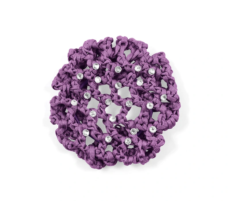 Rumpf Bun cover, kolorowa siateczka na kok z kryształkiem - Fioletowy - purple