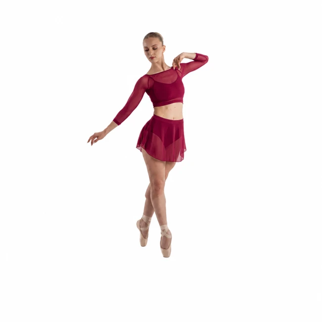 So Danca Anala, damski siateczkowy top - Bordowa - burgundy