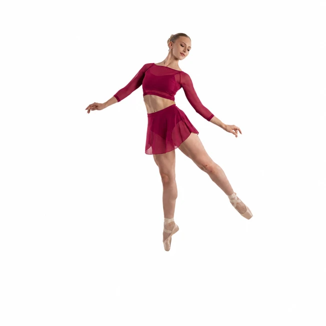 So Danca Anala, damski siateczkowy top - Bordowa - burgundy